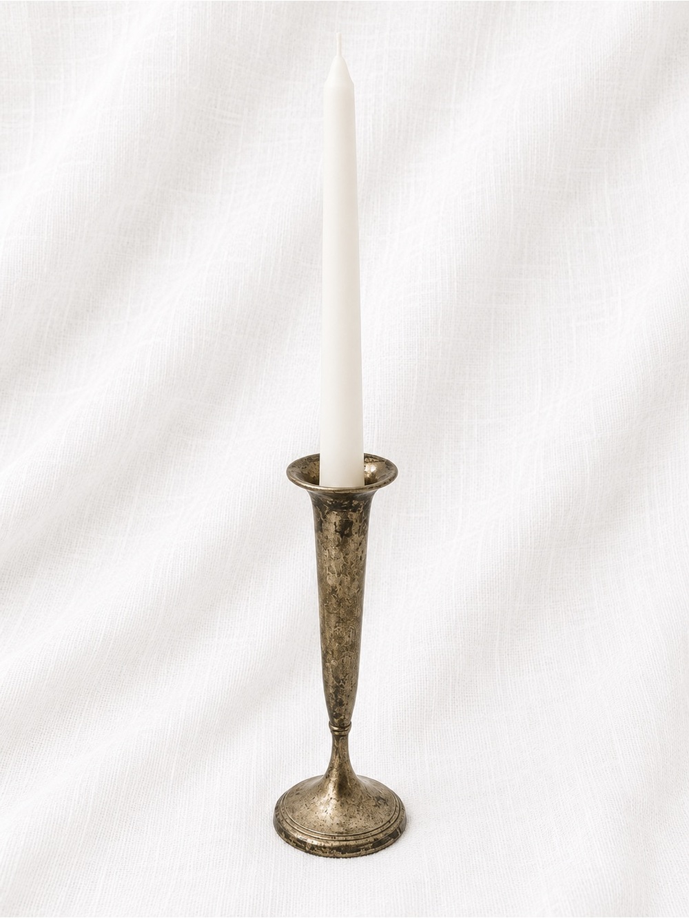 Antique-Style Silver Tone Taper Candle Holder